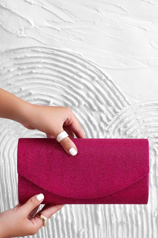 Fuchsia clutch bag B220 in laminated fabric