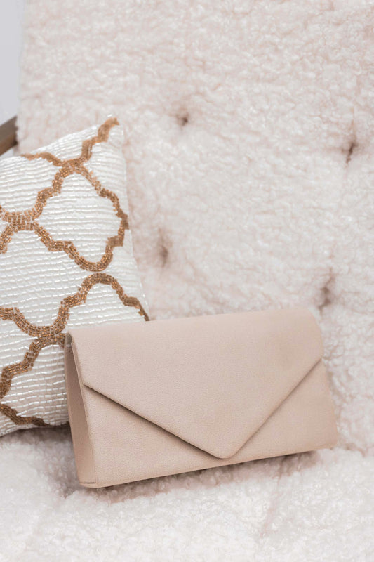 Beige suede clutch bag B 205