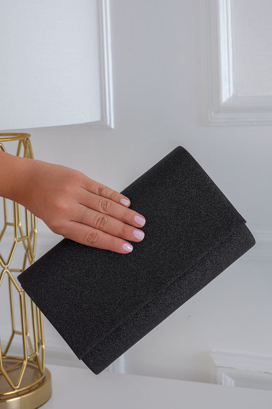 Black suede clutch bag B205