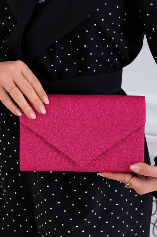 Fuchsia clutch bag with glitter B204