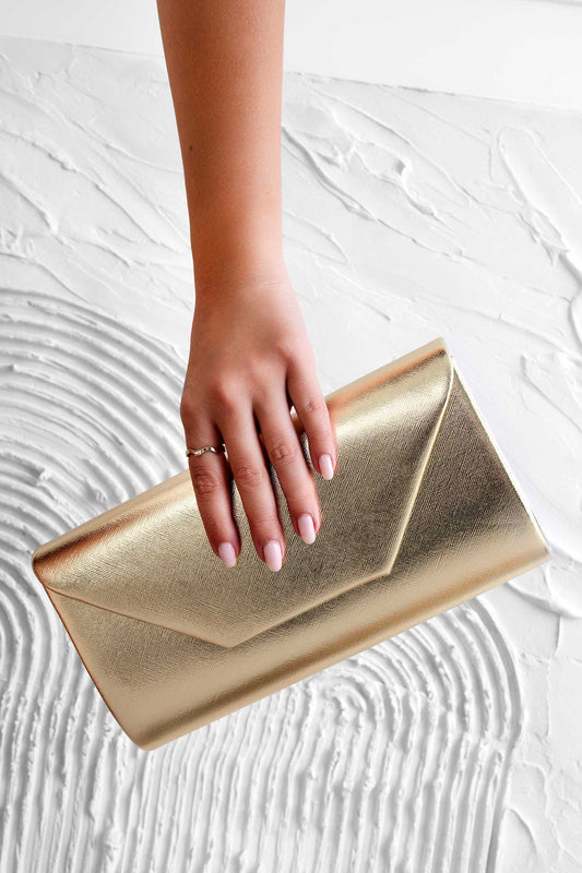 Clutch bag B216 metallic gold