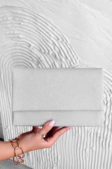 Bolso de mano B218 plateado con purpurina