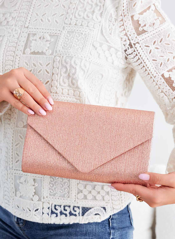 rose gold laminated clutch bag B234