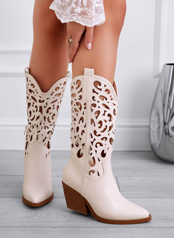 CANOSA - Botines camperos beige calados