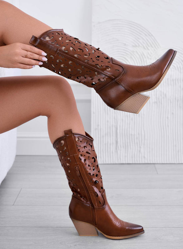 CANOSA - Perforated leather camperos ankle boots