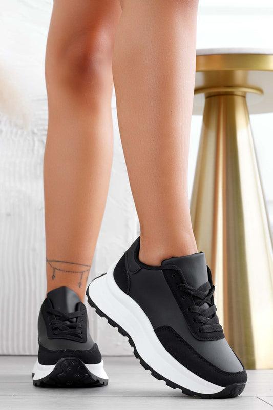 CATERINA - Black sneakers with high sole