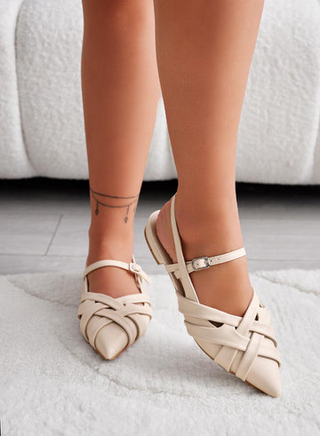 Ballerines beige slingback tressées
