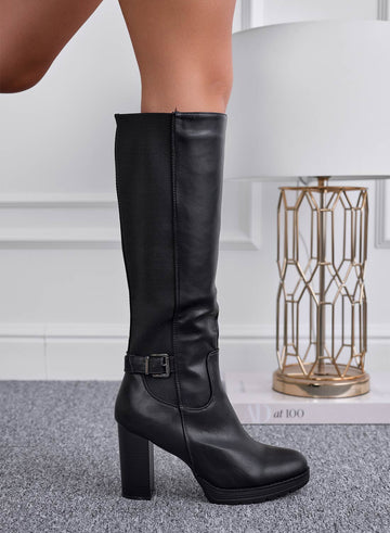 Bottes noires à talon confortable