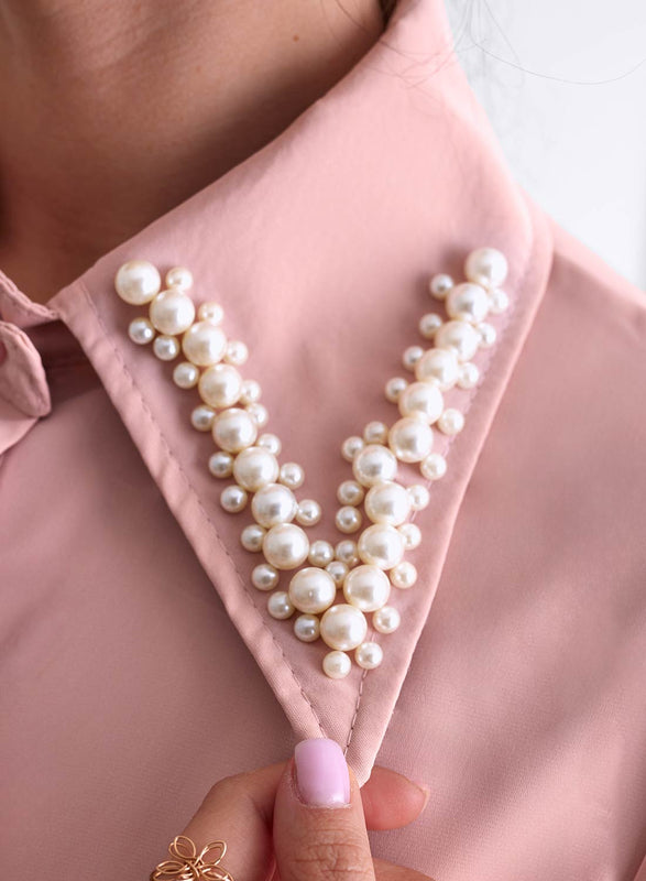 Pink shirt with embellished collar