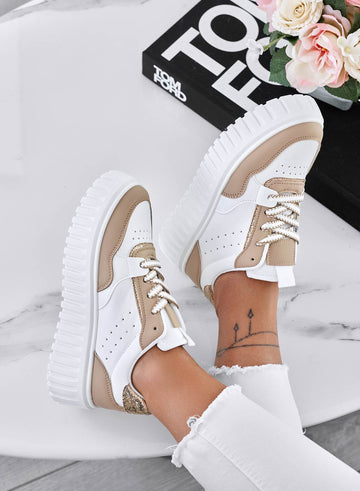 DAIANA - White sneakers with mud inserts and fabric laces