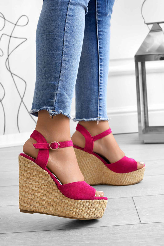 DAKOTA - Alexoo fuchsia sandals with wedge