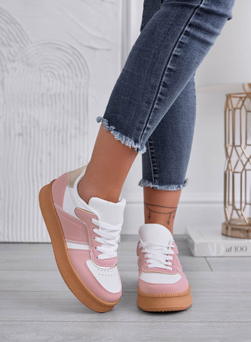 DAMIANA - Pink sneakers with gold inserts and rubber sole