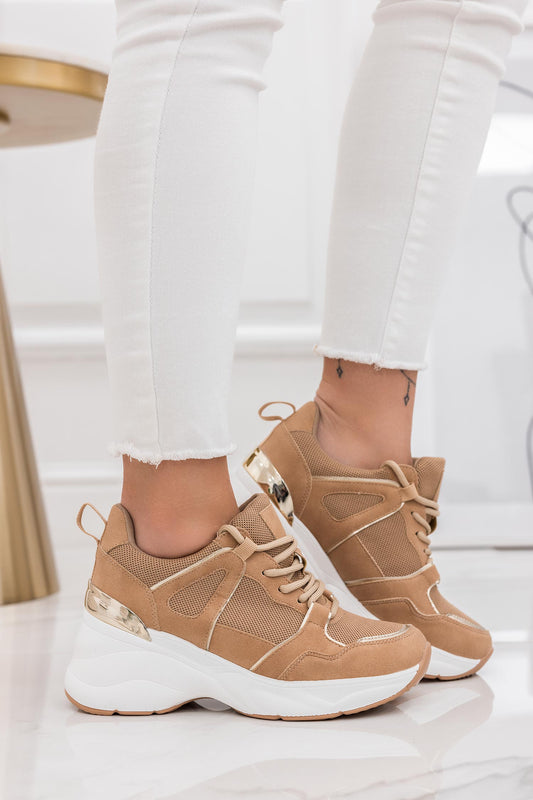 DONER - Camel suede sneakers with chunky sole