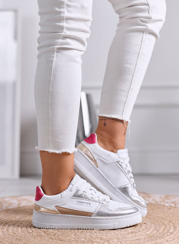 DOROTEA - Sneakers Bianche con Dettagli Argento e oro metallizzati