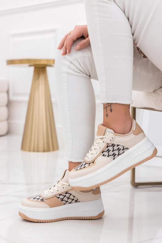 DYLAN - Beige sneakers with fabric details