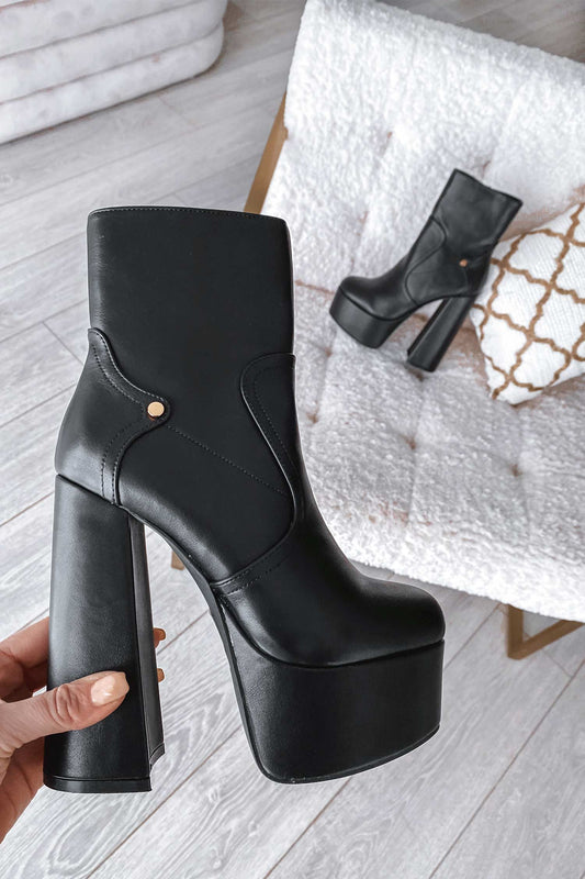 EDWINE - Black ankle boots with high heel and plateau