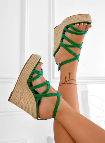 ELLIE - Green lace-up espadrille sandals by Alexoo