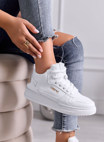 ENRICA - Sneakers Bianche Minimal con Dettagli Oro