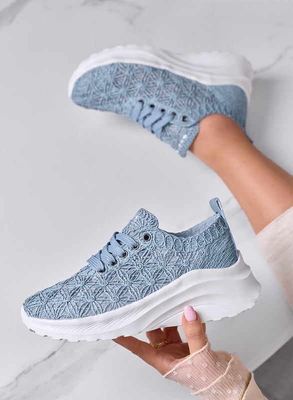 ESRA - Blue Perforated Sneakers with Lightweight Comfort Sole