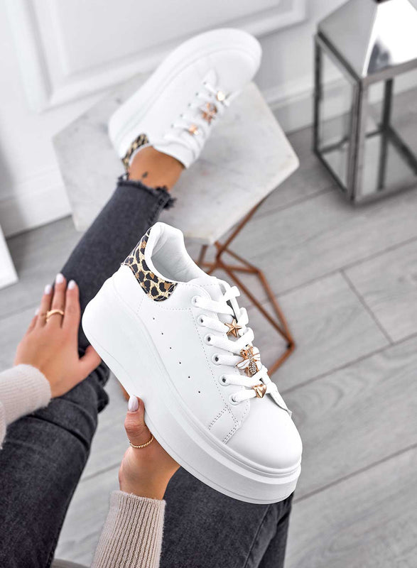 EVELIN - White sneakers with gold applications and spotted back