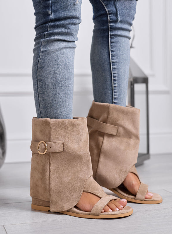 FIORALBA - Sandali fango con risvolto e fibbia oro