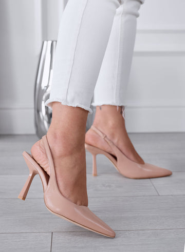 FRANCA - Nude Pointed Toe Slingback Pumps with Heel