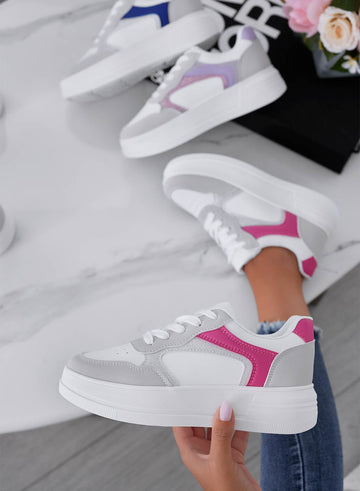 FRIDA - Zapatillas blancas con detalles grises y fucsia