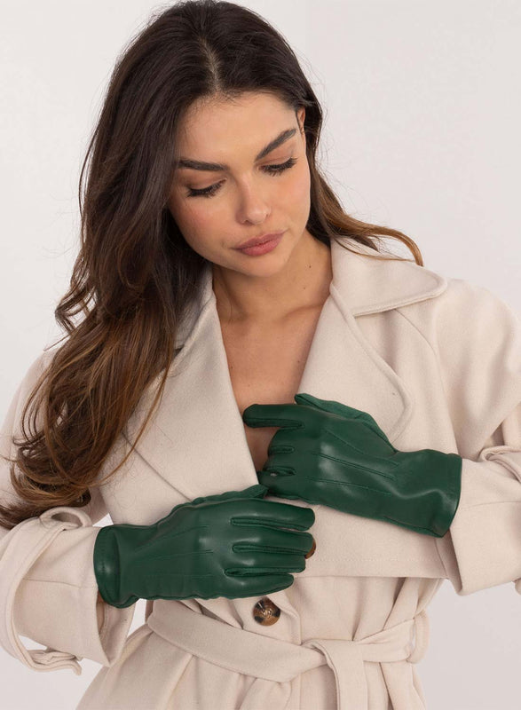 Guantes verdes con interior de cálido terciopelo