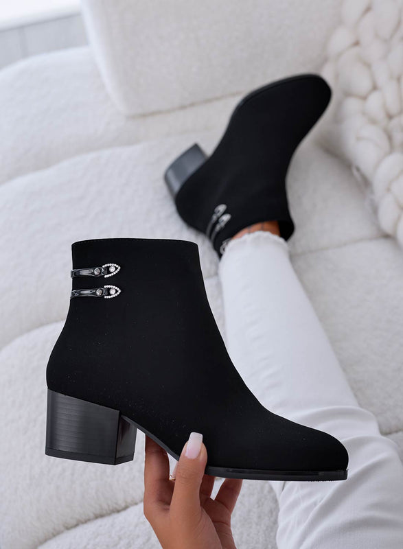 HARMONY - Black ankle boots with comfortable heel