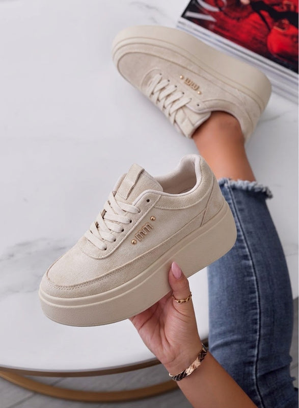 NABILA - Sneakers Platform Alexoo beige con dettaglio Gioiello