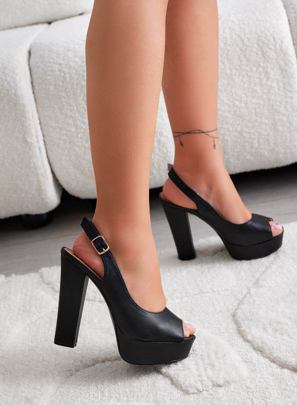 IRMA - Black sandals with high heel and platform