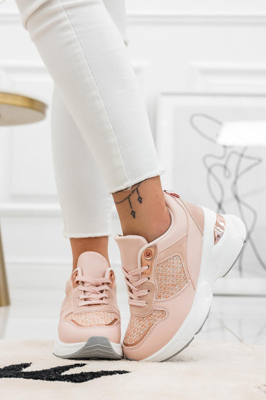 ISABELLA - Pink sneakers with chunky sole and fabric details