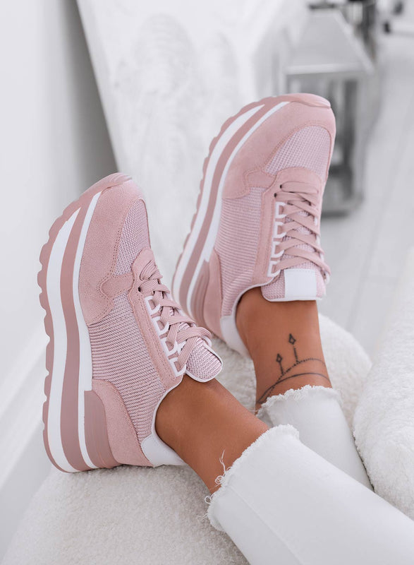 JUNO - Pink fabric sneakers