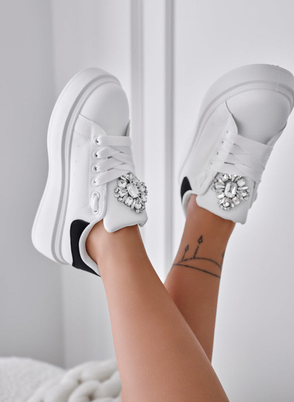 LETIZIA - White sneakers with black and jewel back