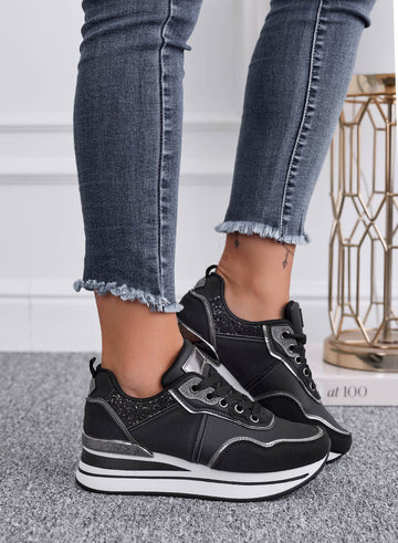 LIARS - Baskets noires avec paillettes et semelle compensée