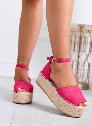 LICIA - Espadrillas fuxia chiaro platform con cinturino alla caviglia