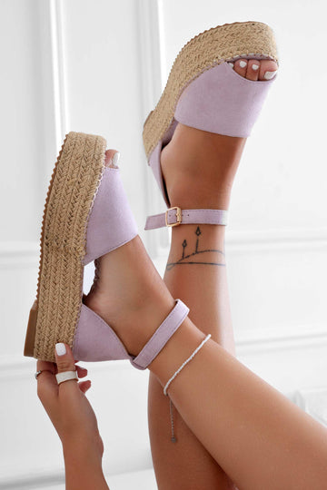 LICIA - Lilac espadrilles with wedge and ankle strap