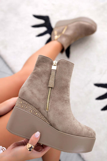 MARGHERITA - Mud ankle boots with wedge and rhinestones