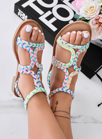 MARIAH - Multicolor flat sandals in rope