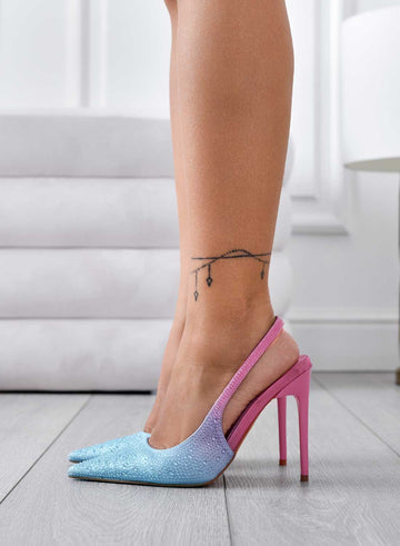 MARLON - Pink slingback pumps with blue shades