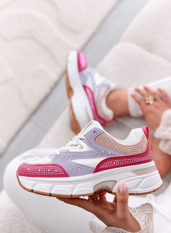 MARTINA - Multicolor Sneakers with Rhinestones and Chunky Platform Sole