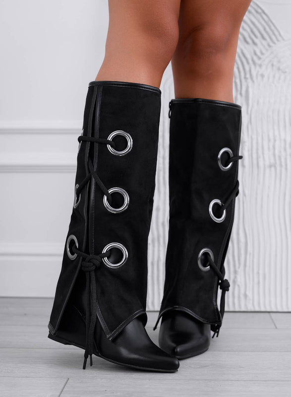 MILENA - Black wedge boots