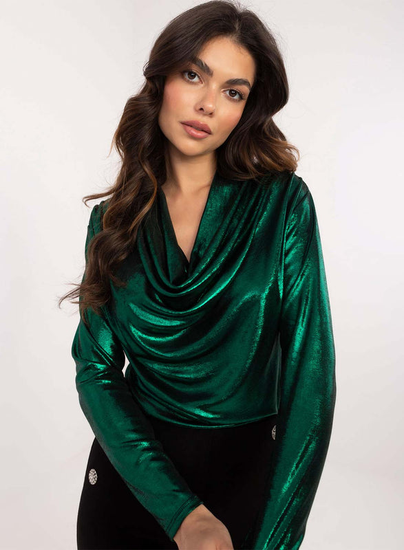 Metallic green top with soft neckline