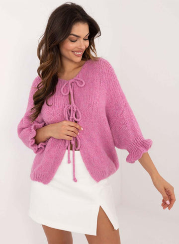 Cardigan rose avec liens