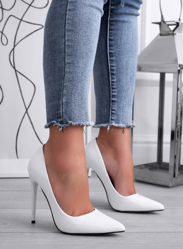 NORIS - White patent pumps with high heels