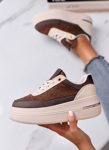 NORMA - Sneakers Marroni Platform con Inserti Intrecciati