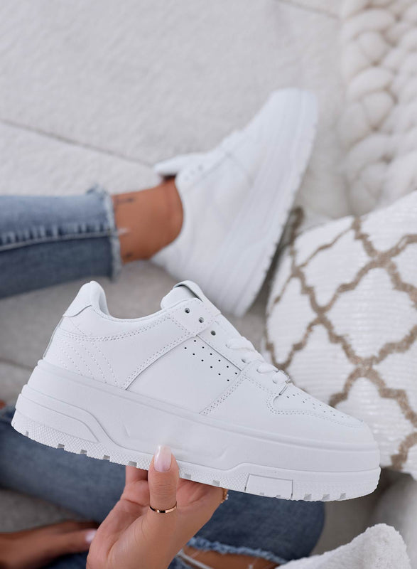 NYLA - White Lace-Up Wedge Sneakers