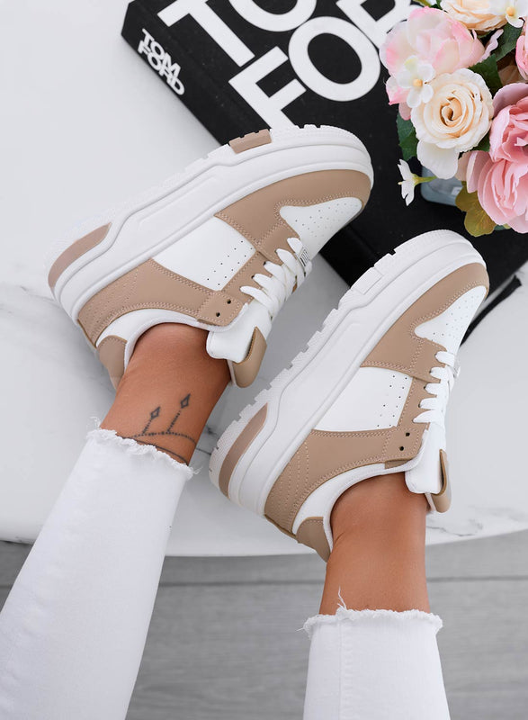 NYLA - White sneakers with mud contrast panels