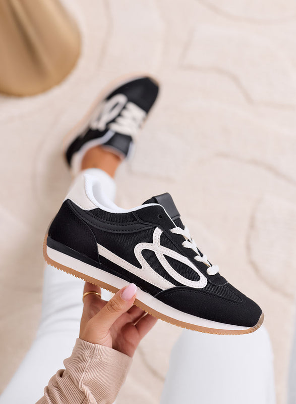 ORSOLA - Black sneakers with white logo and rubber sole