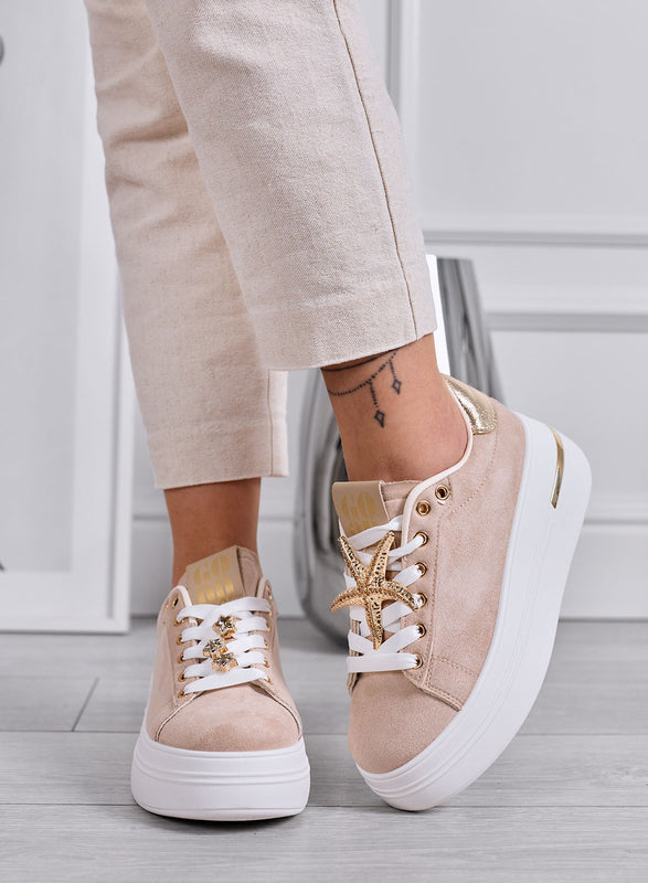 PAMELA - Mud Platform Sneakers with Jewel Star Details